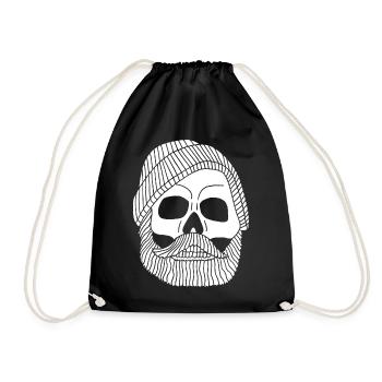 Skull of a white fisherman - Drawstring Bag - black - Front