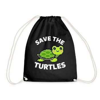 Tortue de mer mignonne Sauvez les tortues - Sac de sport léger - noir - Devant