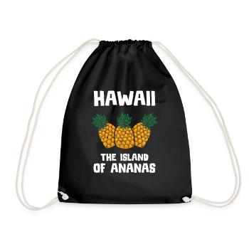 Pineapple Tropical Hawaii Gift Kids Men's Fruit - Drawstring Bag - black - Front