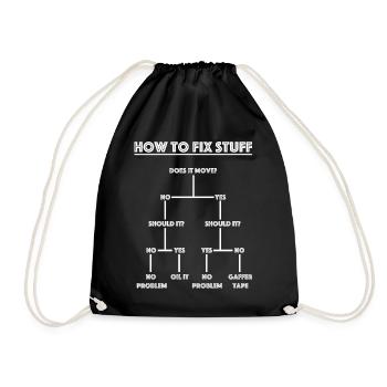 How to fix things | funny sayings - Drawstring Bag - black - Front