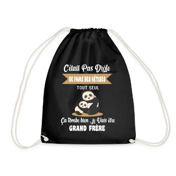 Enfant Annonce grossesse humour futur grand frère - Sac de sport léger - noir - Devant
