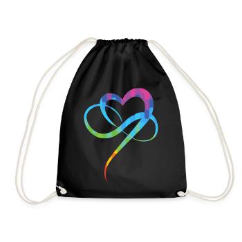 Poly Love Heart - Infinity Herz - Turnbeutel - Schwarz - Vorne