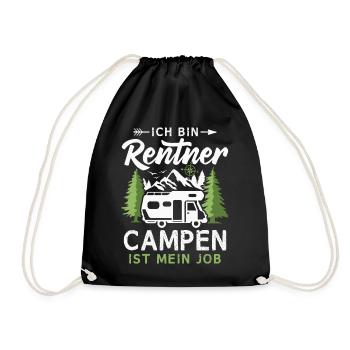 Camping Rentner Campen ist mein Job Wohnmobil - Turnbeutel - Schwarz - Vorne