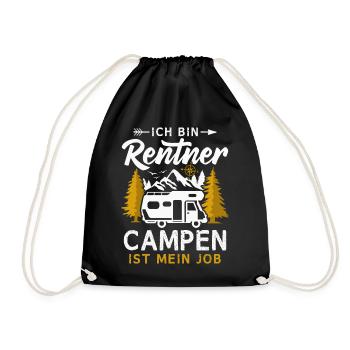 Camping Rentner Campen ist mein Job Wohnmobil - Turnbeutel - Schwarz - Vorne