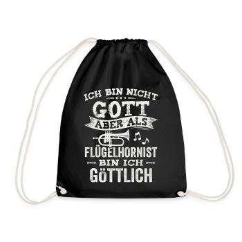 Flügelhorn Blasmusik Musiker Blasinstrument Lustig - Turnbeutel - Schwarz - Vorne