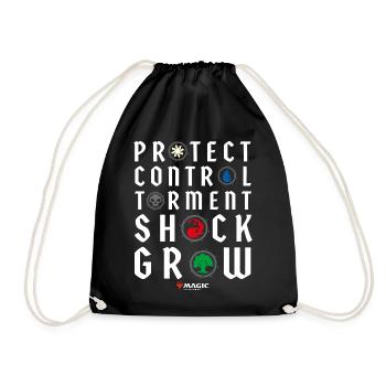 Magic: The Gathering Keywords With Magic Symbols - Drawstring Bag - black - Front