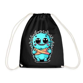 Cute Blue Horror Zombie Comic Monster - Drawstring Bag - black - Front