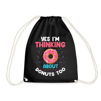 Yes, I'm thinking of donuts too - Drawstring Bag - black - Front
