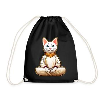 Mignon chat blanc en position de yoga de Bouddha - Sac de sport léger - noir - Devant