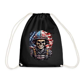 USA Firefighter Heroes Skull - Drawstring Bag - black - Front