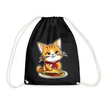 Niedliche Katze mit Taco - Turnbeutel - Schwarz - Vorne