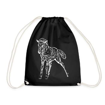 white horse white horses t-shirt gift rider - Drawstring Bag - black - Front