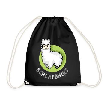 Sleep shirt alpaca cute sleeping night animals icon - Drawstring Bag - black - Front