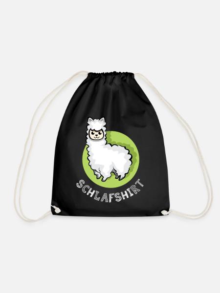 Schlafshirt Alpaka süß schlafen Nacht Tiere icon - Turnbeutel - Schwarz