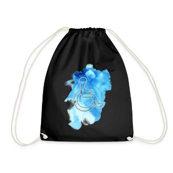 Wheelchair symbol with blue background # - Drawstring Bag - black - Front