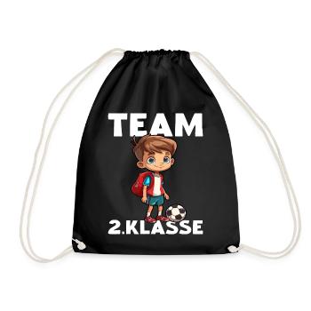 Fußball Team 2 Klasse Fußballspieler Zweitklässler - Turnbeutel - Schwarz - Vorne