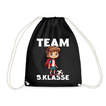 Team 5 Klasse Fußballer Fünftklässler Fußball - Turnbeutel - Schwarz - Vorne