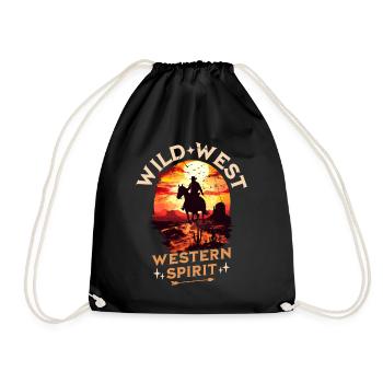 Wild West Western Cowboy Pferd Reiten Wildnis USA - Turnbeutel - Schwarz - Vorne