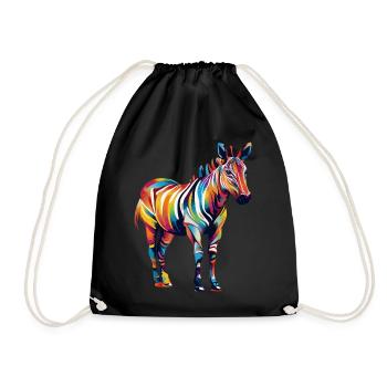 Colorful okapi paint blobs paint splashes - Drawstring Bag - black - Front