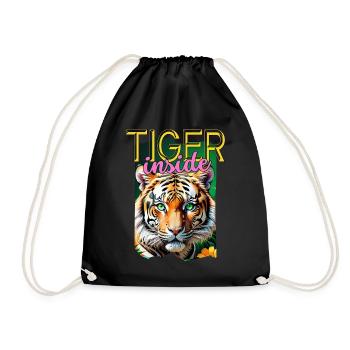 Tiger inside. - Drawstring Bag - black - Front