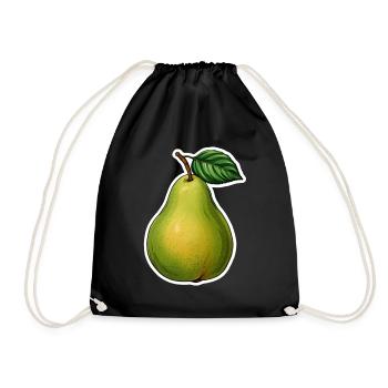 Birne mit Blatt - Turnbeutel - Schwarz - Vorne