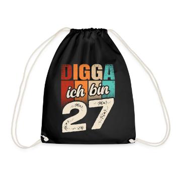 Digga Ich Bin 27 Jahre 27. Geburtstag - Turnbeutel - Schwarz - Vorne