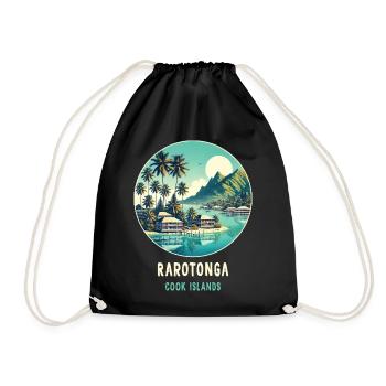 Parotonga Cook Islands sea palm trees - Drawstring Bag - black - Front