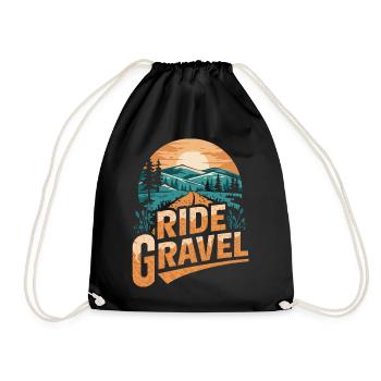 Ride Gravel Sunset - Drawstring Bag - black - Front