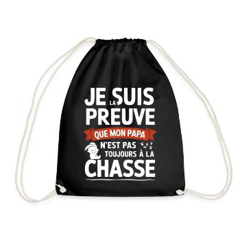 mon papa n'est pas toujours à la chasse - Sac de sport léger - noir - Devant