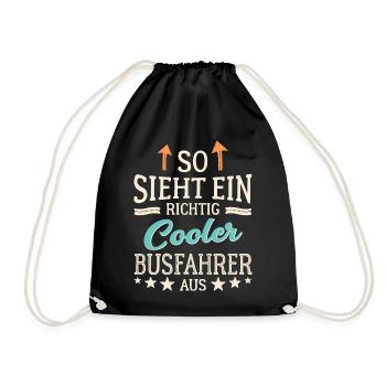 So sieht ein cooler Busfahrer aus Fernfahrer - Turnbeutel - Schwarz - Vorne