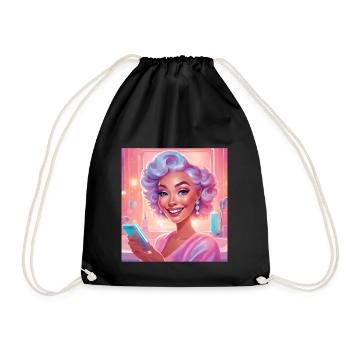 Portrait de femme rétro avec cheveux pastel - Sac de sport léger - noir - Devant
