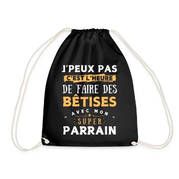 Bêtises avec mon super parrain, idée cadeau enfant - Sac de sport léger - noir - Devant