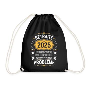 The Legend Retires 2025 Gift Humor - Drawstring Bag - black - Front