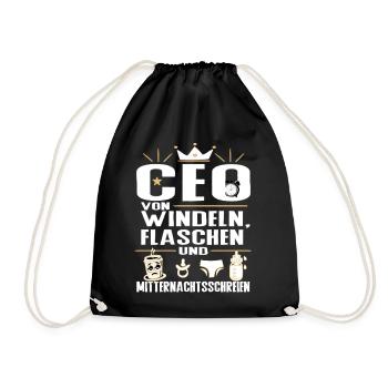 CEO von Windeln Flaschen Eltern Humor Design - Turnbeutel - Schwarz - Vorne
