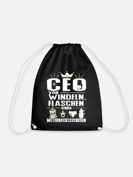 CEO von Windeln Flaschen Eltern Humor Design - Turnbeutel - Schwarz