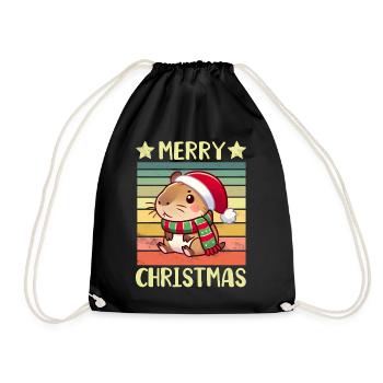 Capybara Weihnachten - Turnbeutel - Schwarz - Vorne
