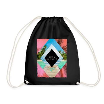 Gran Canaria Palm Trees Summer Sun Beach Sea - Drawstring Bag - black - Front