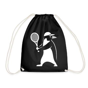Minimalistischer Pinguin Tennis Rückhand Spieler - Turnbeutel - Schwarz - Vorne