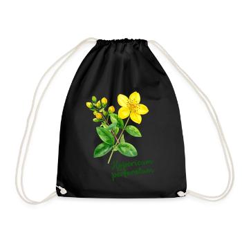 Hypericum perforatum - botanische Illustration - Turnbeutel - Schwarz - Vorne