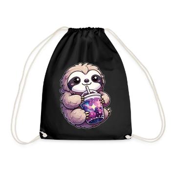 Faultiere trinkt Bubble Tea kawaii Galaxy Boba - Turnbeutel - Schwarz - Vorne