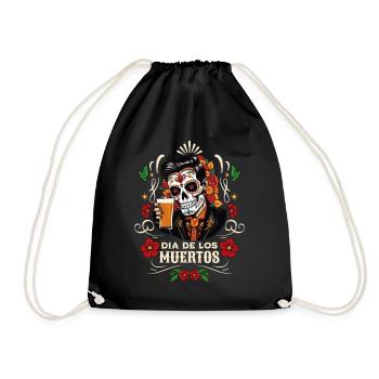 Dia De Los Muertos Beer Skull Skull - Drawstring Bag - black - Front