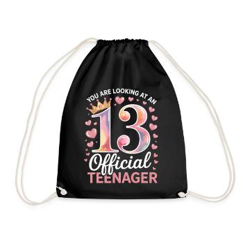 13th birthday teenager gift - Drawstring Bag - black - Front