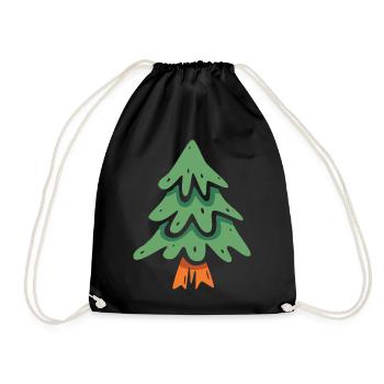 Weihnachtsbaum Cartoon Stil - Turnbeutel - Schwarz - Vorne