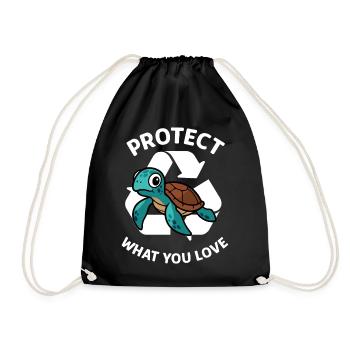 Protect what you love – turtle protection - Drawstring Bag - black - Front