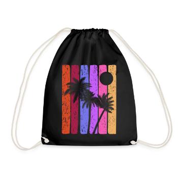 Tropical Sunset Stripes - Drawstring Bag - black - Front