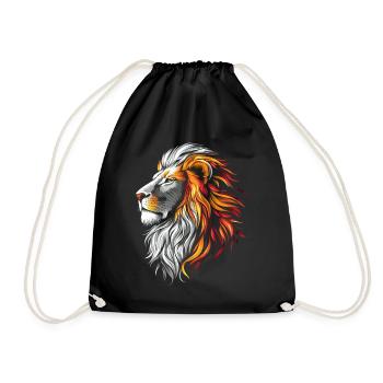 Lion Colorful Lion Head Predator White Gold Art - Drawstring Bag - black - Front