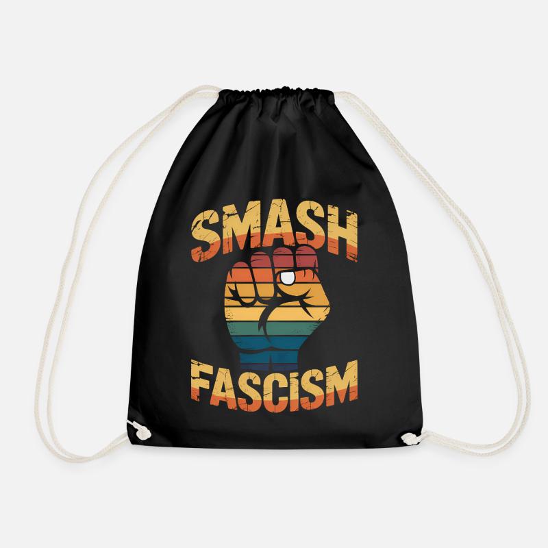 Smash Fascism – Antifaschistisches Tee - Turnbeutel - Schwarz