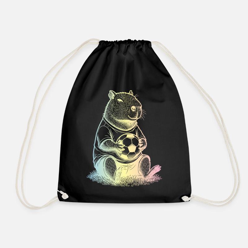 Fußball Capybara - Turnbeutel - Schwarz