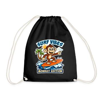 Surf vibes - monkey edition. - Drawstring Bag - black - Front