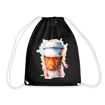 Watercolor ToGo Coffee - Drawstring Bag - black - Front